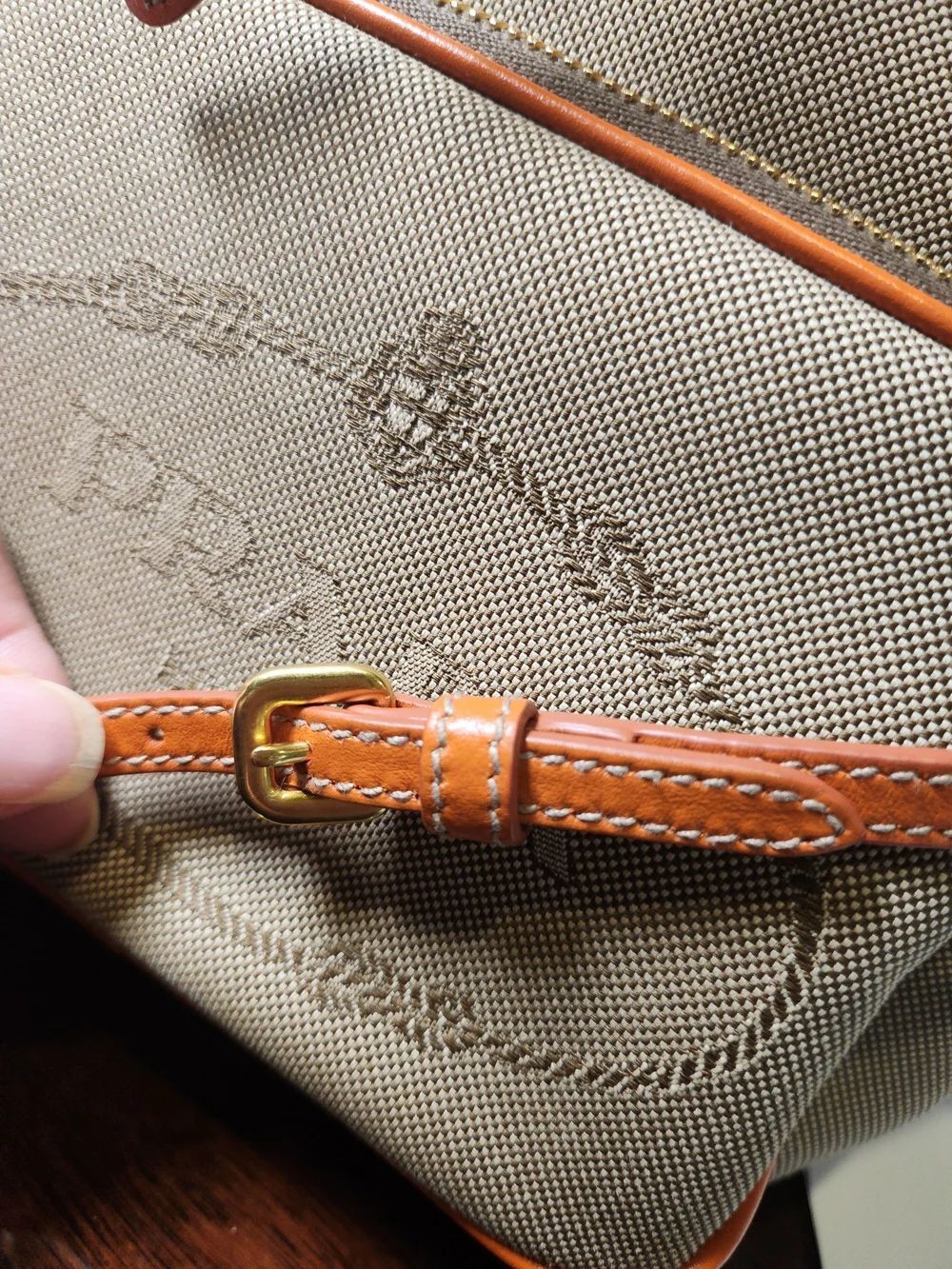 Prada Beige Canvas Duet Drawstring Bucket Crossbody with Leather Trim - Picture 3 of 12